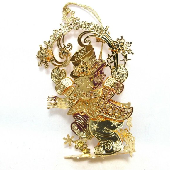 Danbury Mint Holiday 207 Let It Snow Man Danbury Mint Christmas Ornament Gold Plated